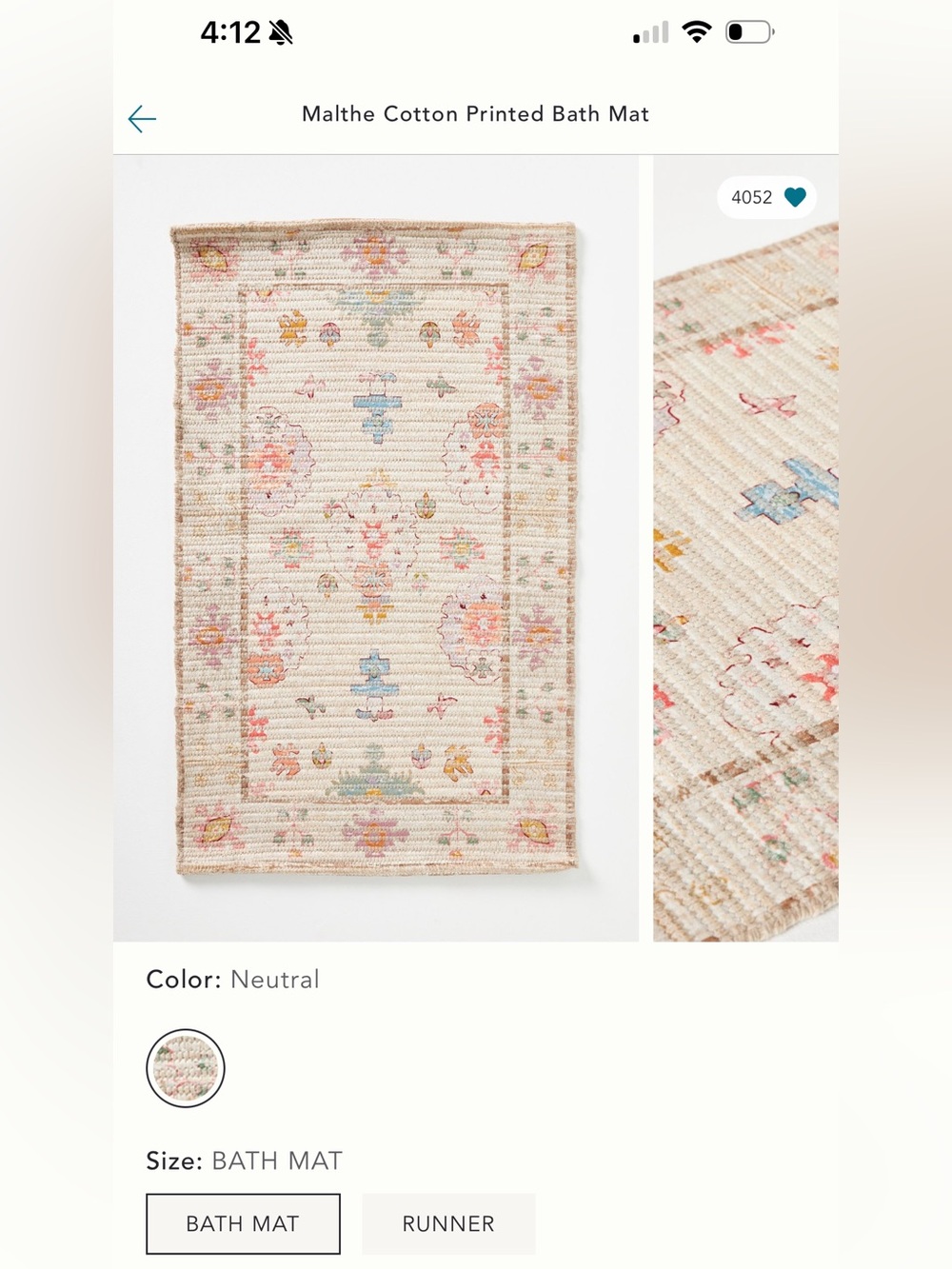 Anthro Malthe Cotton Printed Bath Mat NIP